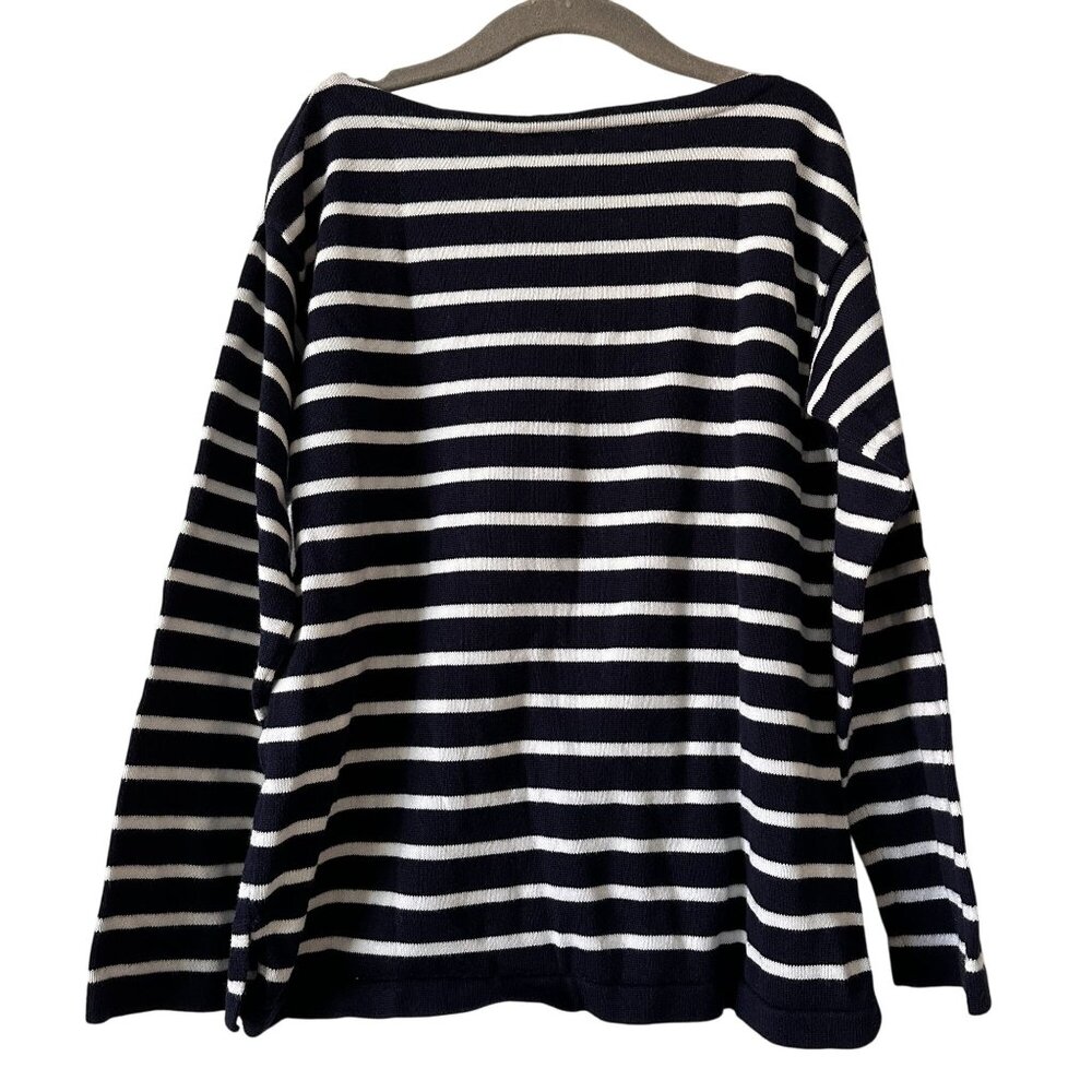 Crewcuts Navy and White Striped Heart Sweater 10 Valentine's Day Long sleeve top - Picture 3 of 6